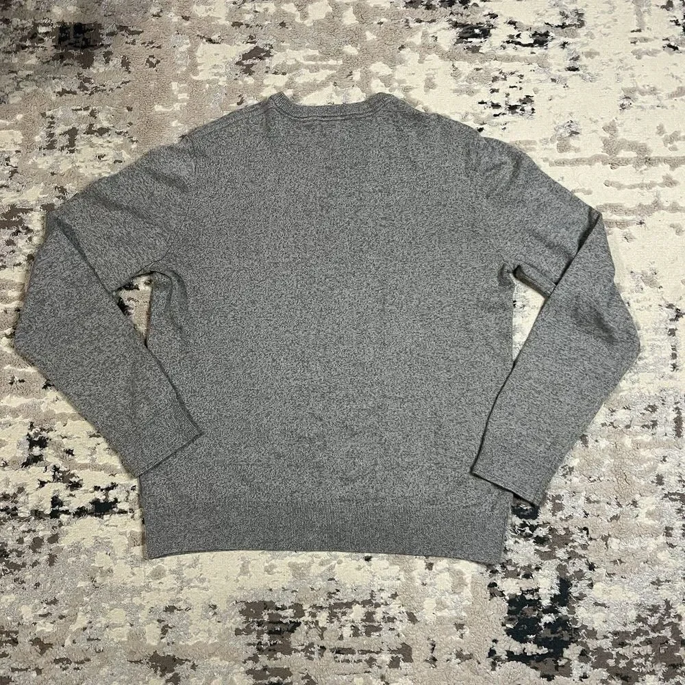 Banana Republic V Neck Sweater Men's Sz L Pima Cotton Cashmere Gray Long Sleeve